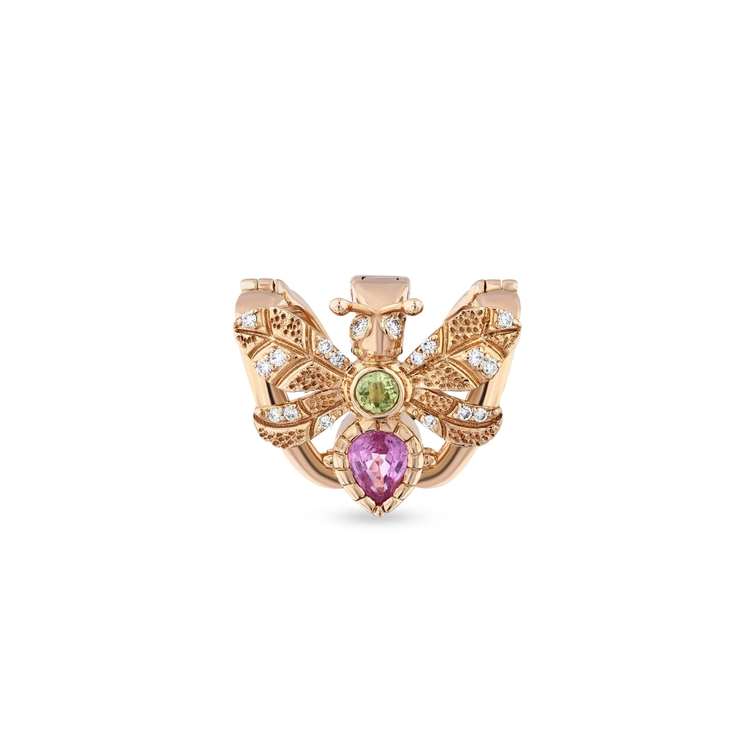 HONEYCOMB GOLD DIAMOND PINK SAPPHIRE EAR CUFF 3 HONEYCOMB GOLD DIAMOND PINK SAPPHIRE EAR CUFF