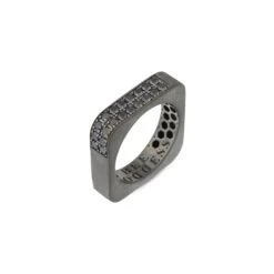 MONDRIAN SILVER BLACK DIAMOND RING