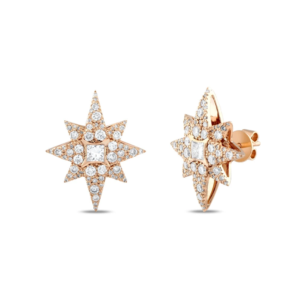 NORTH STAR PAVÊ GOLD DIAMOND EARRINGS 4 NORTH STAR PAVÊ GOLD DIAMOND EARRINGS - Image 2
