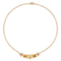 QUEEN BEE ARINNA 18K GOLD DIAMOND CITRINE NECKLACE