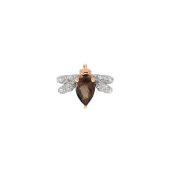 QUEEN BEE BELLA GOLD DIAMOND SMOKY TOPAZ SINGLE EARRING