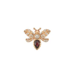 QUEEN BEE EVA GOLD DIAMOND RHODOLITE SINGLE EARRING
