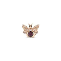 QUEEN BEE GOLD BLACK DIAMOND PINK SAPPHIRE EAR CUFF