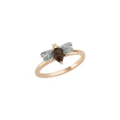 QUEEN BEE BELLA GOLD DIAMOND SMOKY TOPAZ RING