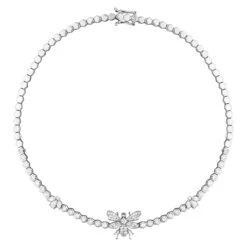 QUEEN BEE HANIA 18K GOLD BAGUETTE DIAMOND NECKLACE