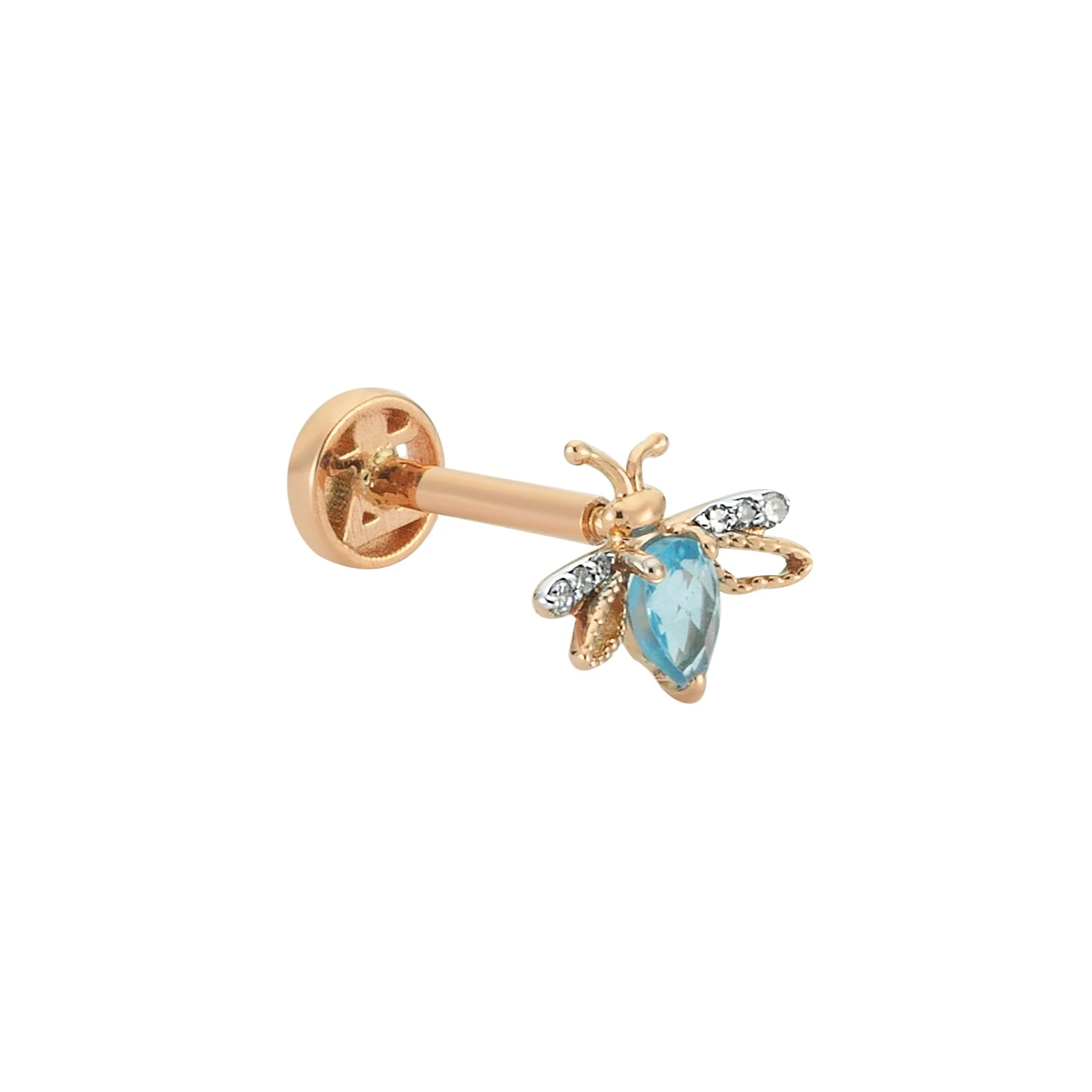 QUEEN BEE LILY GOLD DIAMOND BLUE TOPAZ PIERCING 4 QUEEN BEE LILY GOLD DIAMOND BLUE TOPAZ PIERCING - Image 2