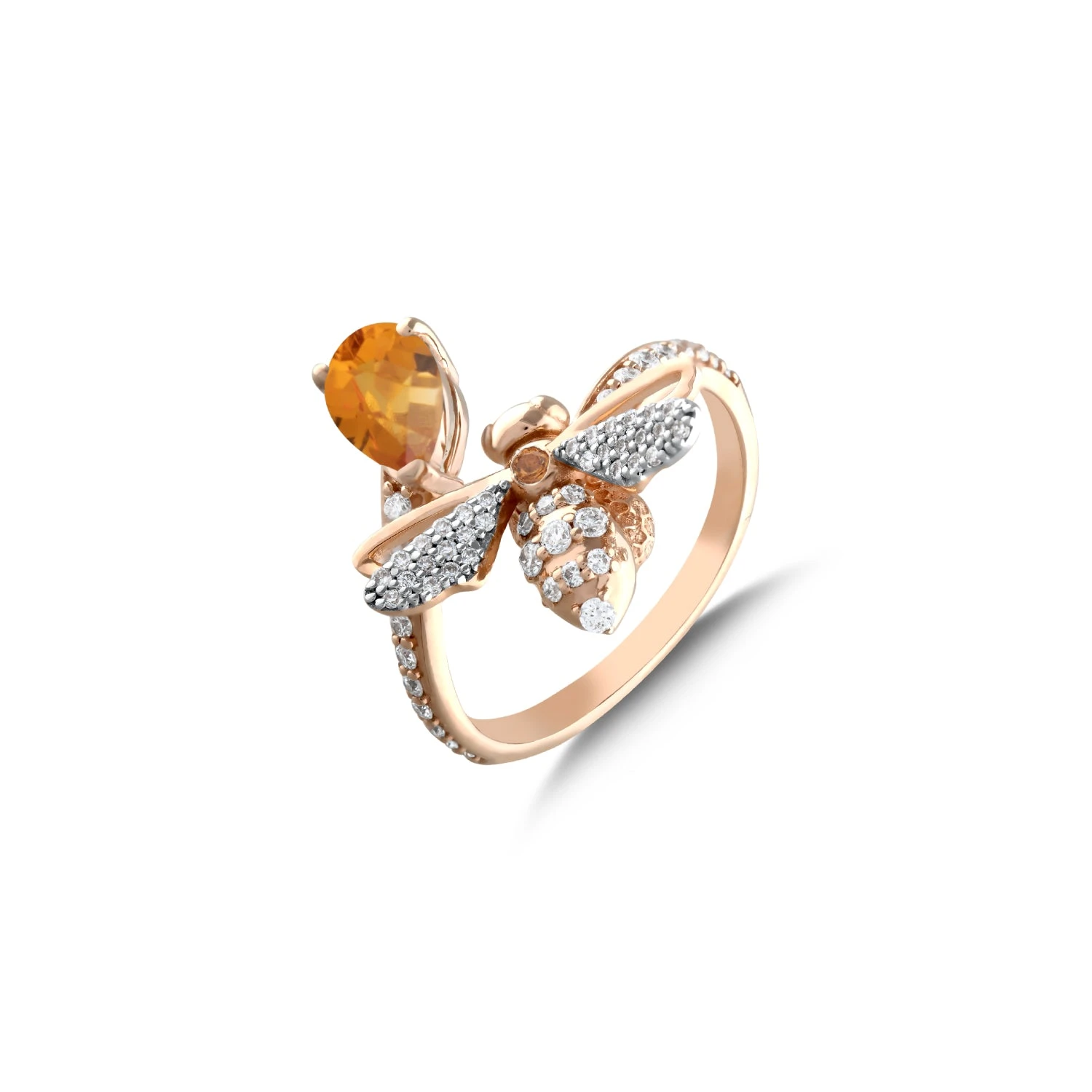 QUEEN BEE MELLONA GOLD DIAMOND CITRINE RING 3 QUEEN BEE MELLONA GOLD DIAMOND CITRINE RING