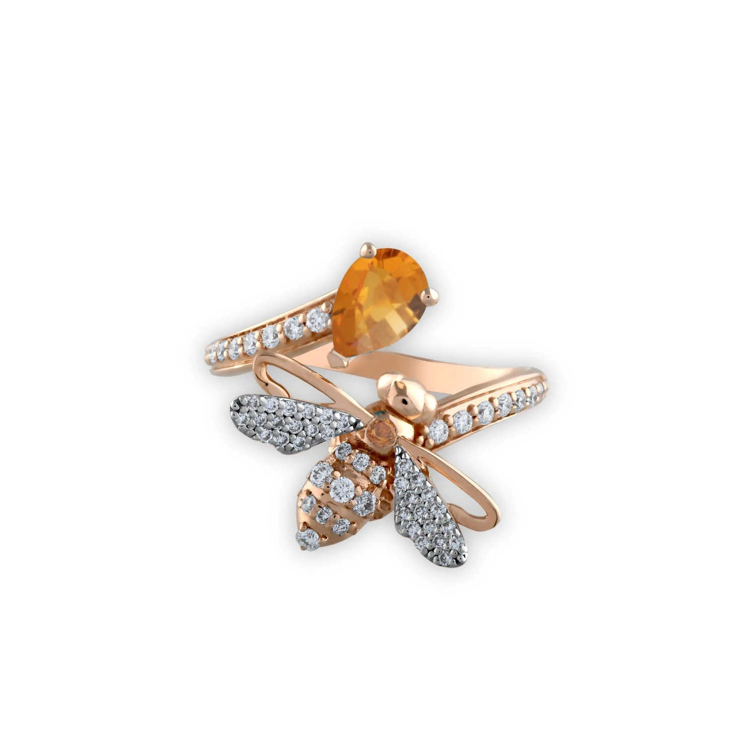 QUEEN BEE MELLONA GOLD DIAMOND CITRINE RING 4 QUEEN BEE MELLONA GOLD DIAMOND CITRINE RING - Image 2