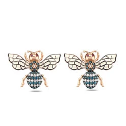 QUEEN BEE MINDY GOLD BLUE DIAMOND EARRINGS