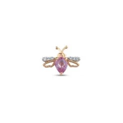 QUEEN BEE LILY GOLD DIAMOND PINK SAPPHIRE XSMALL SINGLE EARRING