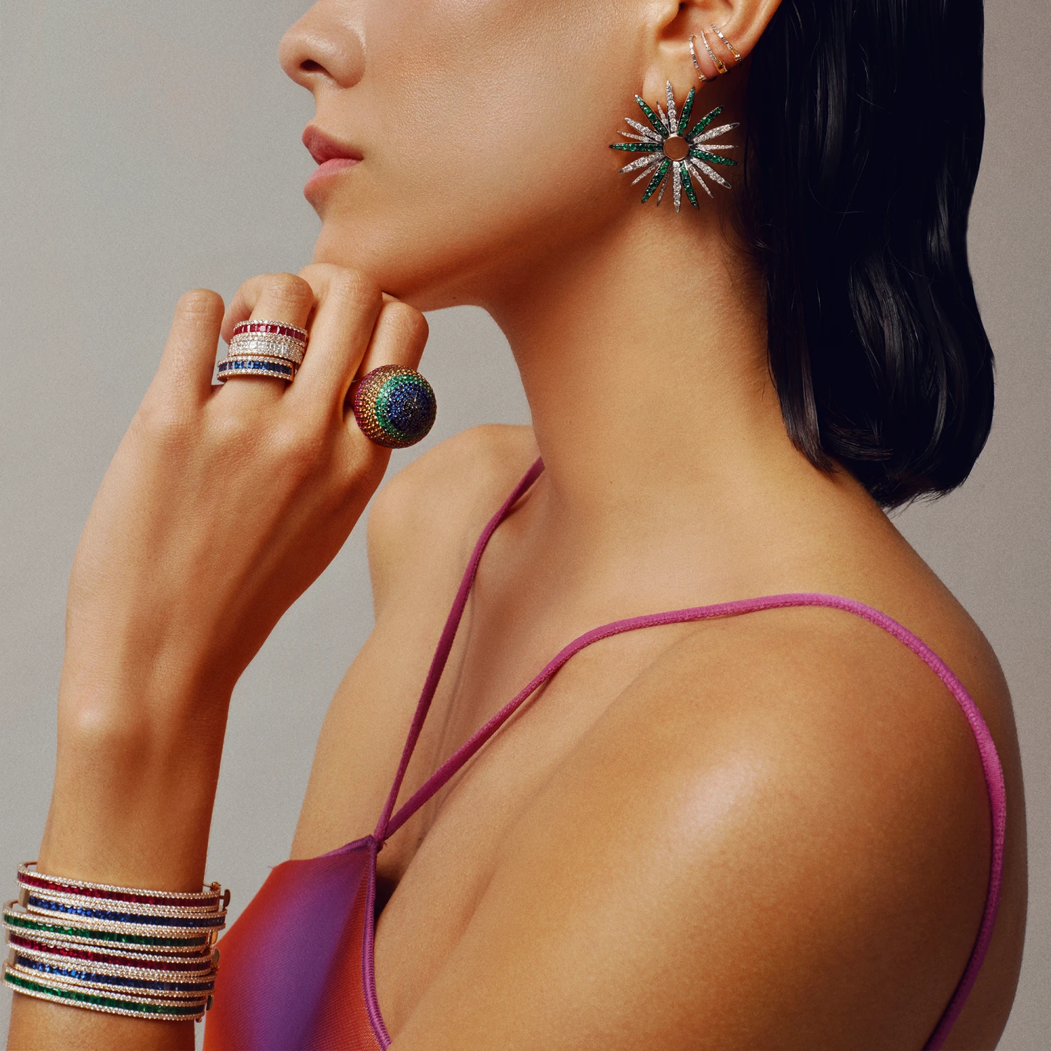 SOUL COLORS GOLD DIAMOND SAPPHIRE EMERALD RING 4 SOUL COLORS GOLD DIAMOND SAPPHIRE EMERALD RING - Image 2