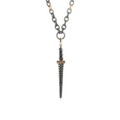 SWORD GOLD BLACK DIAMOND XLARGE PENDANT -Bee Goddess sword gold black diamond xlarge pendant 1