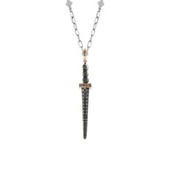 SWORD GOLD BLACK DIAMOND XLARGE PENDANT -Bee Goddess sword gold black diamond xlarge pendant 2