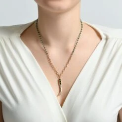 SWORD GOLD DIAMOND EMERALD CHAIN NECKLACE -Bee Goddess sword gold diamond emerald chain necklace 2