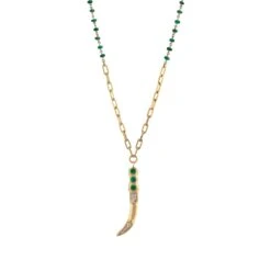 SWORD GOLD DIAMOND EMERALD CHAIN NECKLACE
