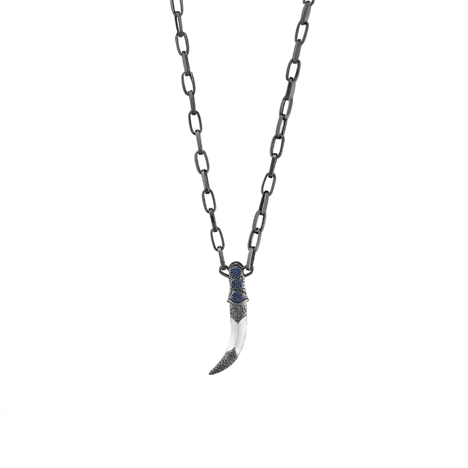 SWORD SILVER SAPPHIRE XLARGE CHAIN NECKLACE 3 SWORD SILVER SAPPHIRE XLARGE CHAIN NECKLACE