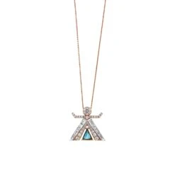 TANIT GOLD BAGUETTE DIAMOND BLUE TOPAZ NECKLACE