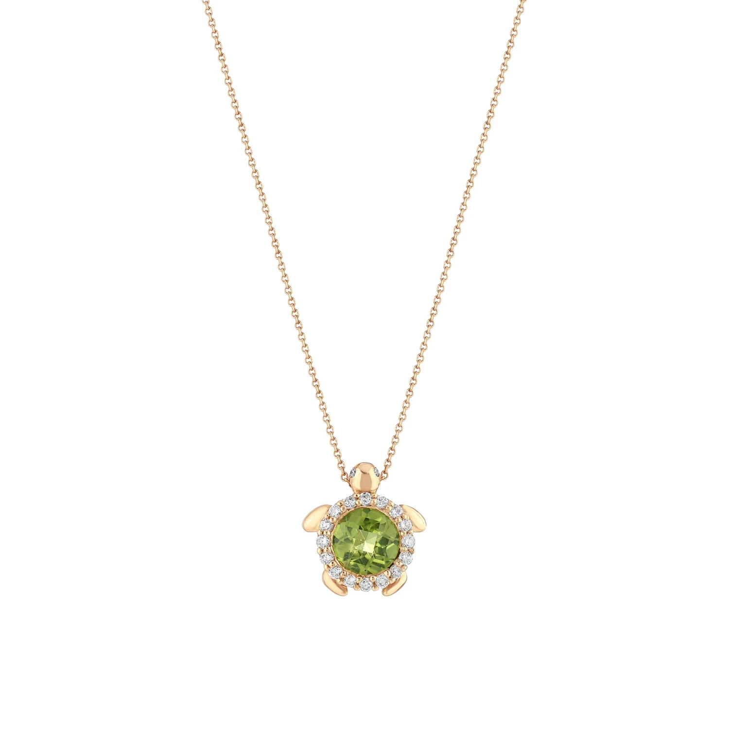 TURTLE GOLD DIAMOND PERIDOT SMALL NECKLACE 3 TURTLE GOLD DIAMOND PERIDOT SMALL NECKLACE